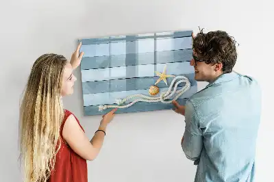 Magnetic glass dry erase board with plants and shells design
