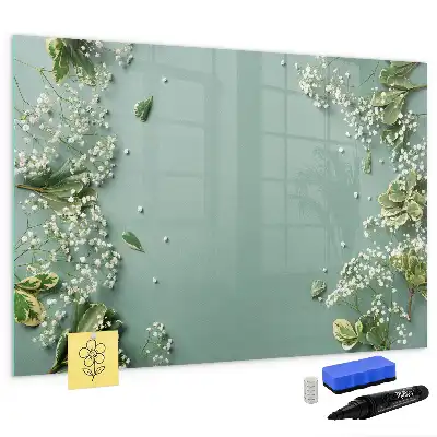 Magnetic marker board delicate flowers design
