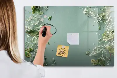 Magnetic marker board delicate flowers design