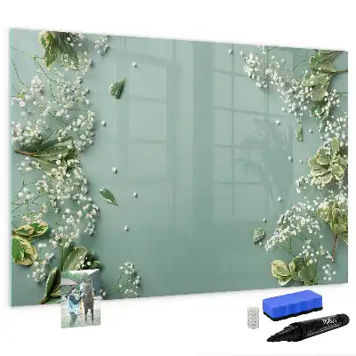 Magnetic marker board delicate flowers design