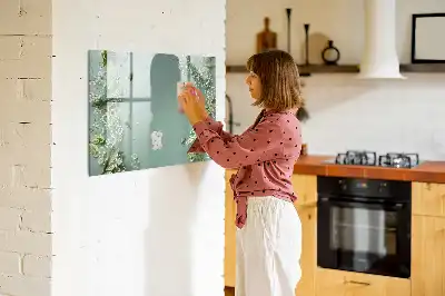 Magnetic marker board delicate flowers design
