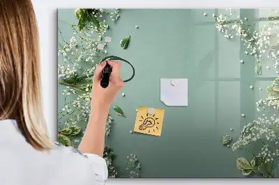 Magnetic marker board delicate flowers design