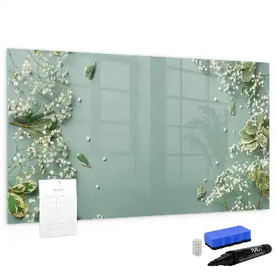 Magnetic marker board delicate flowers design