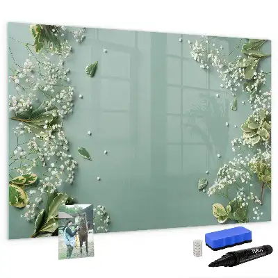 Magnetic marker board delicate flowers design
