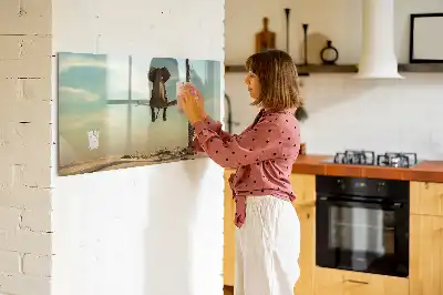 Magnetic glass dry erase board with elephant on a tree print