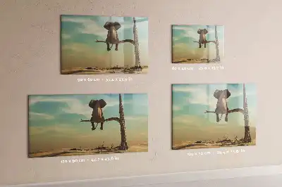 Magnetic glass dry erase board with elephant on a tree print