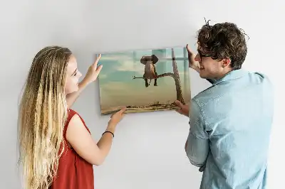 Magnetic glass dry erase board with elephant on a tree print