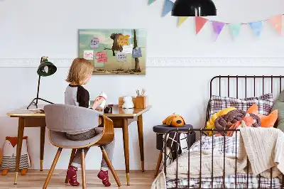 Magnetic glass dry erase board with elephant on a tree print