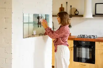 Magnetic glass dry erase board with elephant on a tree print