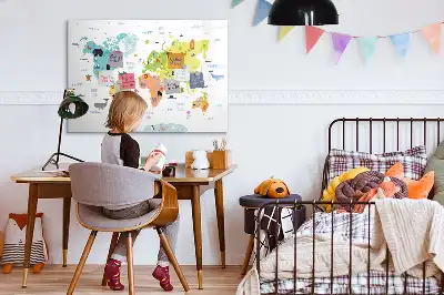 Magnetic marker board animal world map design