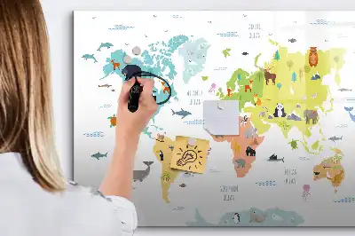 Magnetic marker board animal world map design