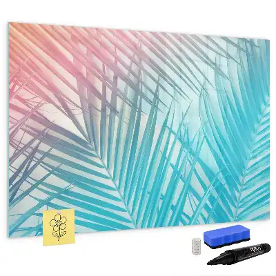 Magnetic glass dry erase board in tropical palm design
