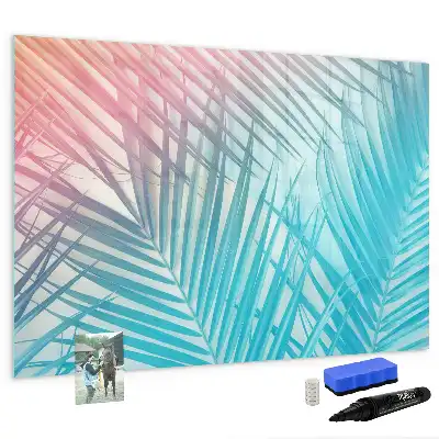 Magnetic glass dry erase board in tropical palm design
