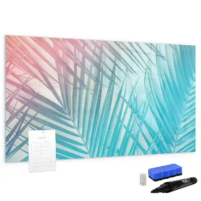 Magnetic glass dry erase board in tropical palm design