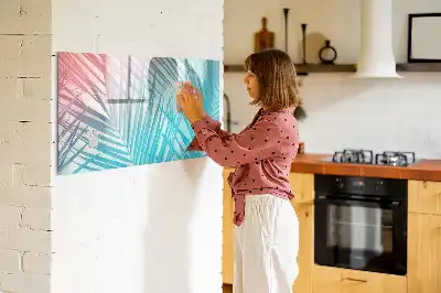 Magnetic glass dry erase board in tropical palm design