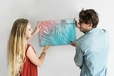 Magnetic glass dry erase board in tropical palm design