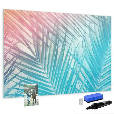 Magnetic glass dry erase board in tropical palm design