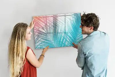 Magnetic glass dry erase board in tropical palm design