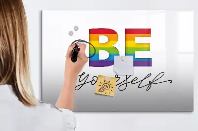 Magnetic marker board with Be yourself text