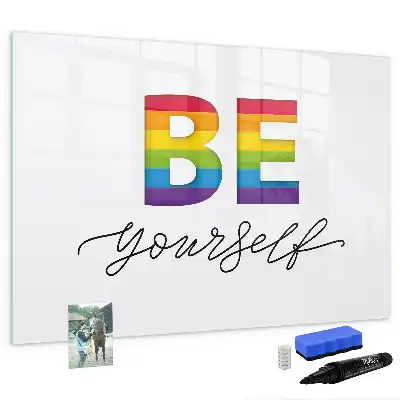 Magnetic marker board with Be yourself text
