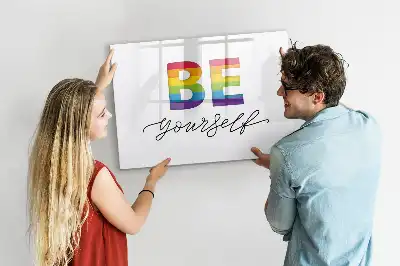 Magnetic marker board with Be yourself text