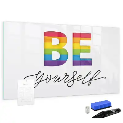 Magnetic marker board with Be yourself text