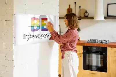 Magnetic marker board with Be yourself text