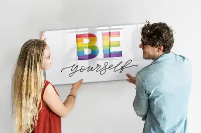 Magnetic marker board with Be yourself text