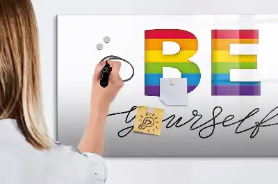 Magnetic marker board with Be yourself text