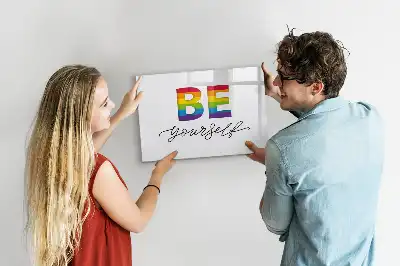 Magnetic marker board with Be yourself text