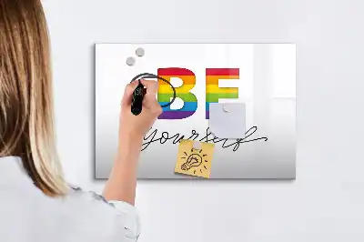 Magnetic marker board with Be yourself text