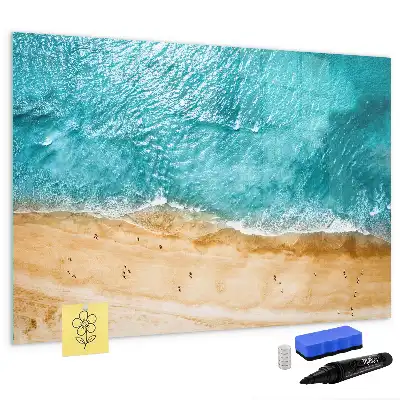 Magnetic marker board with sea beach people print