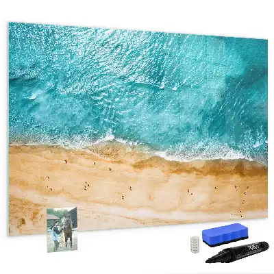 Magnetic marker board with sea beach people print