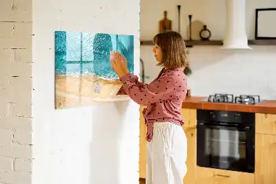 Magnetic marker board with sea beach people print