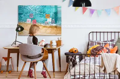 Magnetic marker board with sea beach people print