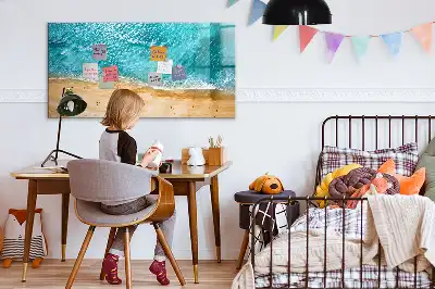 Magnetic marker board with sea beach people print