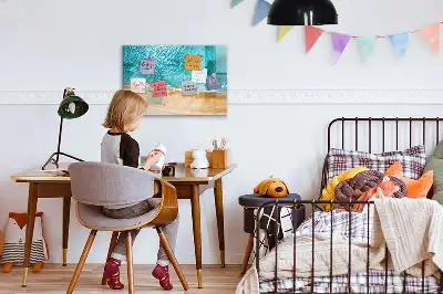Magnetic marker board with sea beach people print