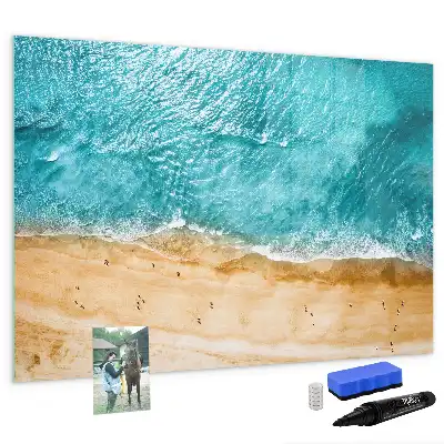 Magnetic marker board with sea beach people print