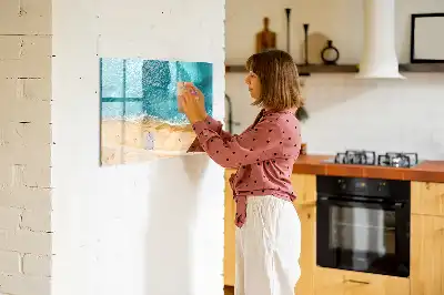 Magnetic marker board with sea beach people print