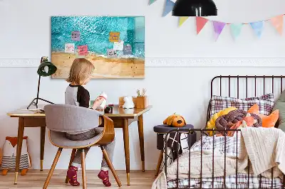 Magnetic marker board with sea beach people print