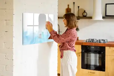 Magnetic glass dry erase board painted spots design