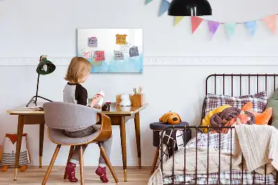 Magnetic glass dry erase board painted spots design