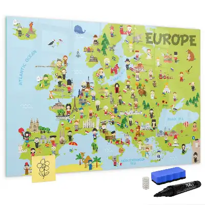 Magnetic marker board world map with flags