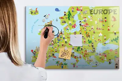 Magnetic marker board world map with flags