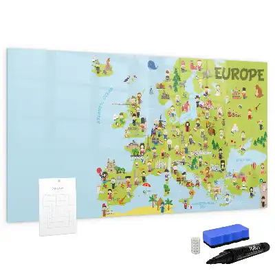 Magnetic marker board world map with flags