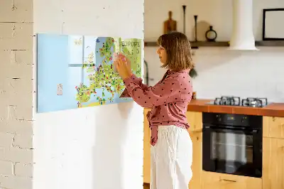 Magnetic marker board world map with flags