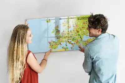Magnetic marker board world map with flags