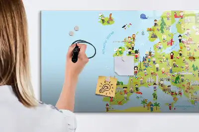 Magnetic marker board world map with flags