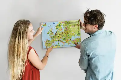 Magnetic marker board world map with flags