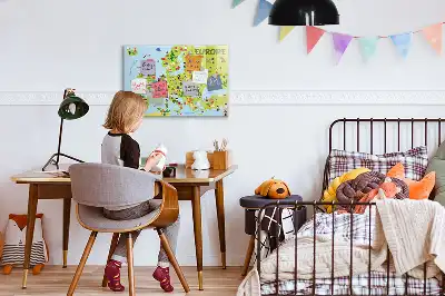 Magnetic marker board world map with flags